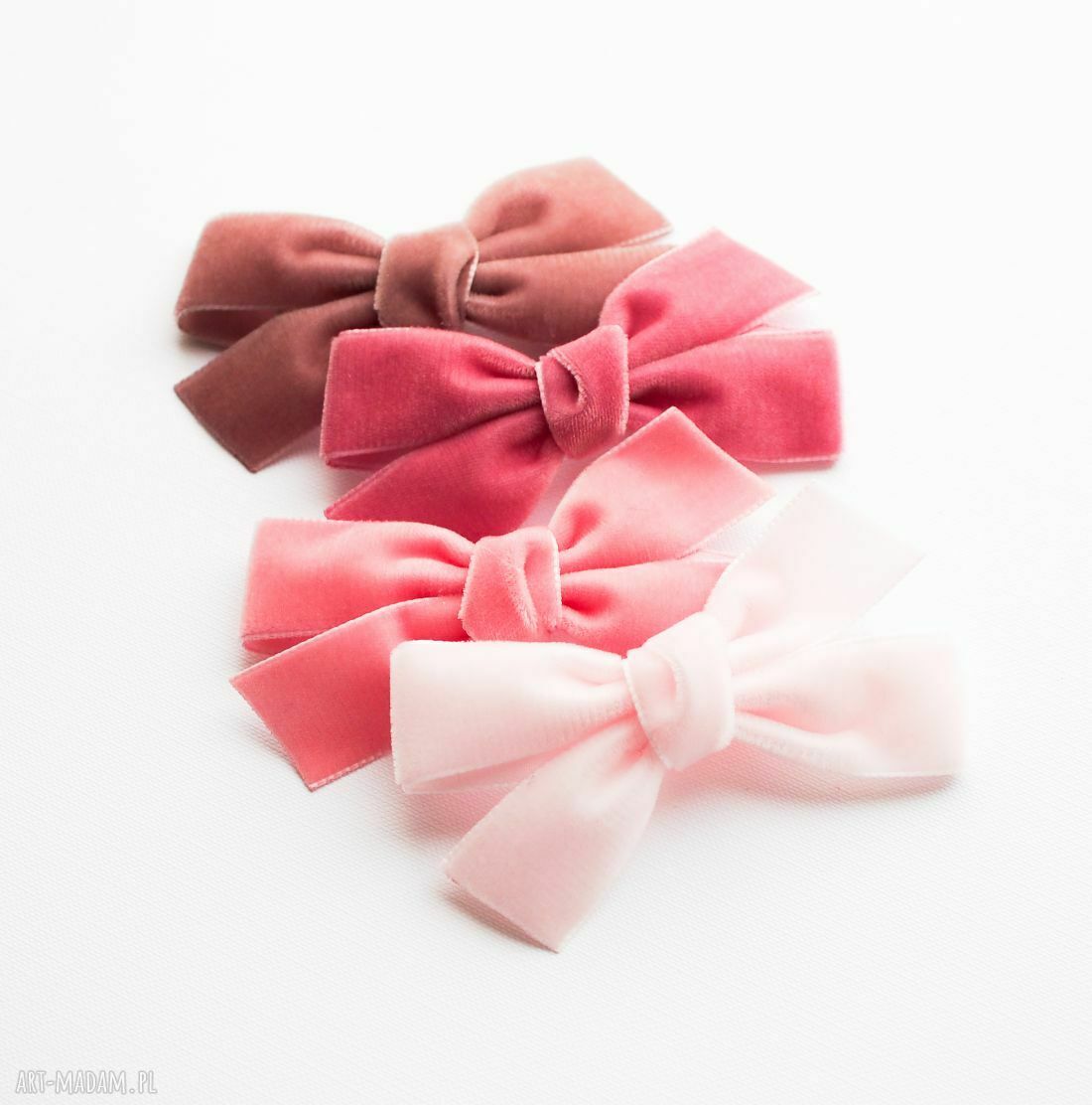 Opaska do włosów Velvet Bow - jasny róż