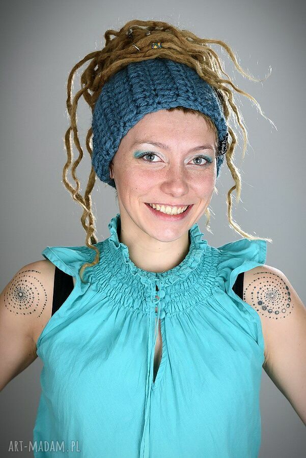 Opaska DreadLove Mono 18 - Niebieska jeansowa na dready