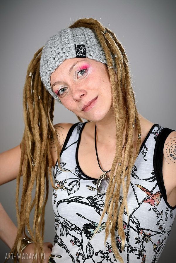 Opaska DreadLove 04 - jasna szara opaska na zimę dla dreadów