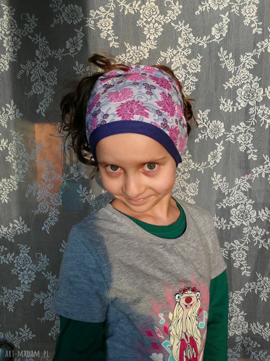 Uniwersalna opaska dzianinowa w kwiaty boho do jogi i biegania