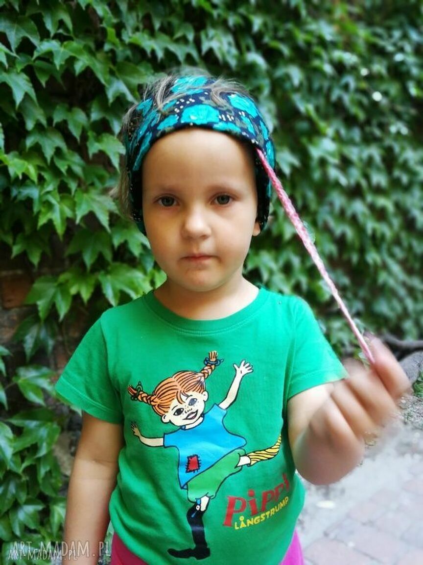 Opaska dziecięca boho w kwiaty etno - szeroka na gumce 51-55 cm
