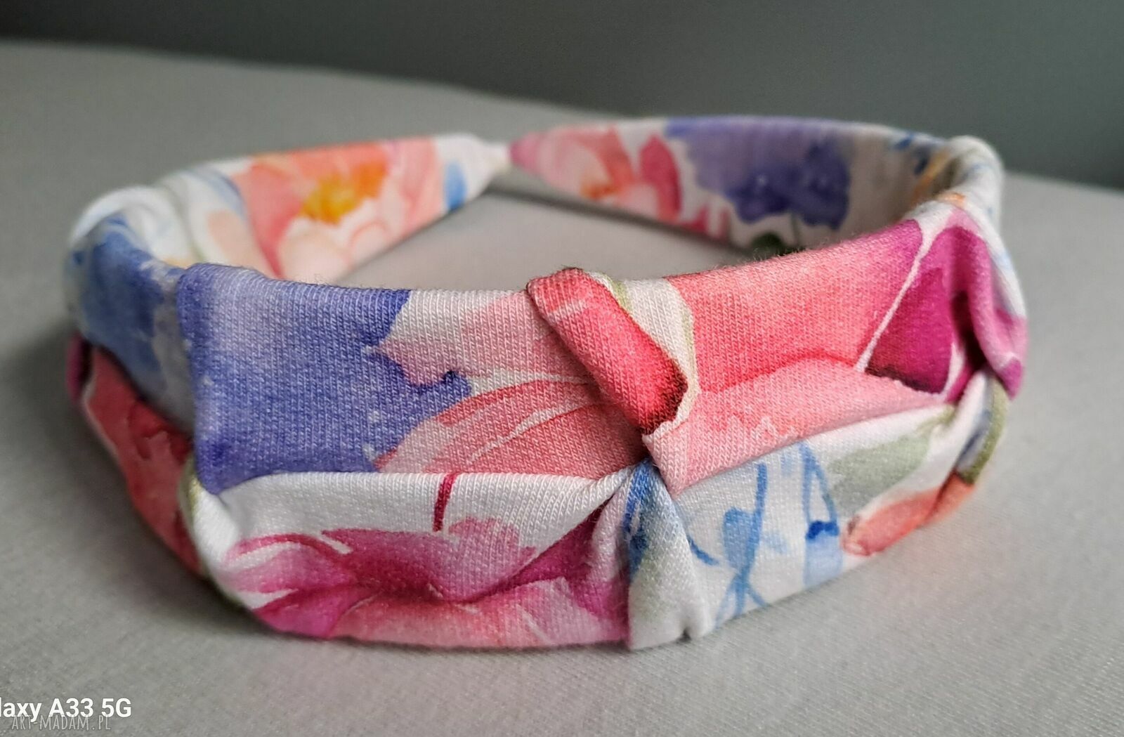 Opaska handmade w kolorowe kwiaty Go Ka - 4 cm szerokości