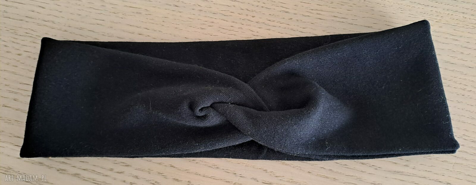Czarny komplet opaska i mitenki handmade z dresówki drapanej 270