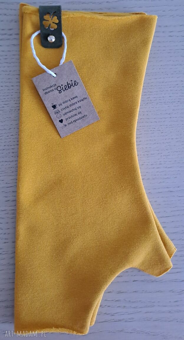 Opaska i mitenki handmade - musztardowy komplet na jesień i zimę