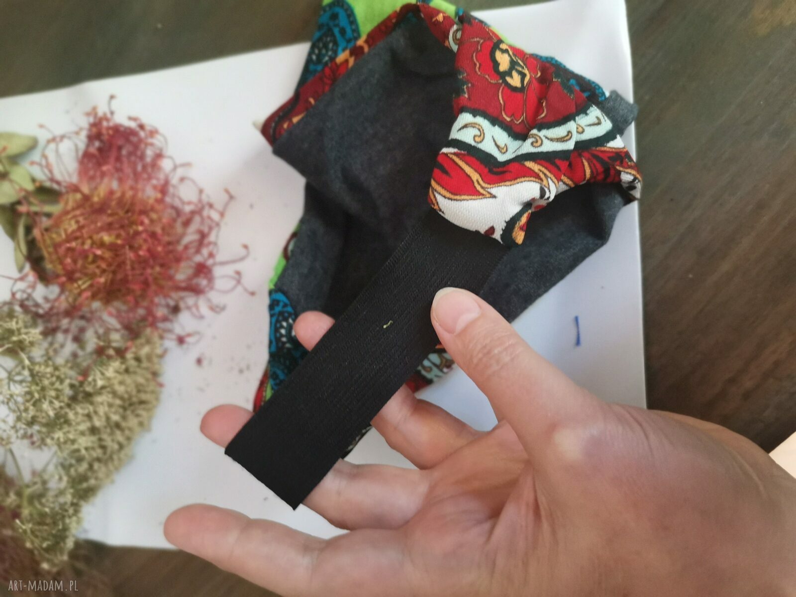 Opaska kolorowa uniwersalna wiosenna - ręcznie robiona dzianina boho