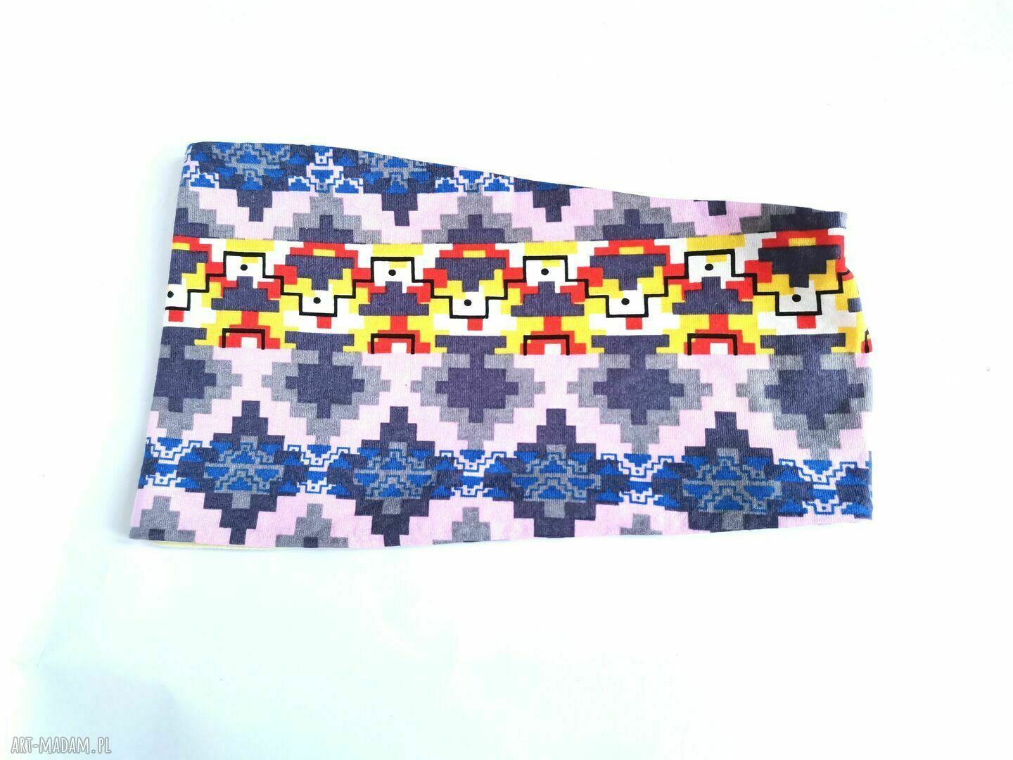 Kolorowa opaska damska uniwersalna na podszewce - boho folk, Ruda Klara