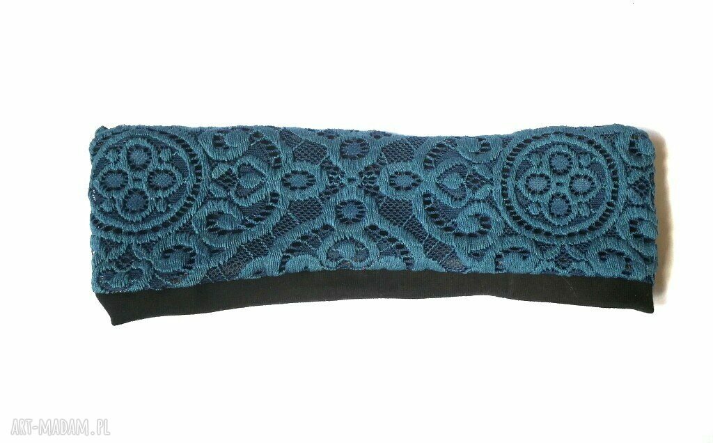 Opaska koronkowa na czarnej podszewce - miękka i lekko rozciągliwa (8 cm)