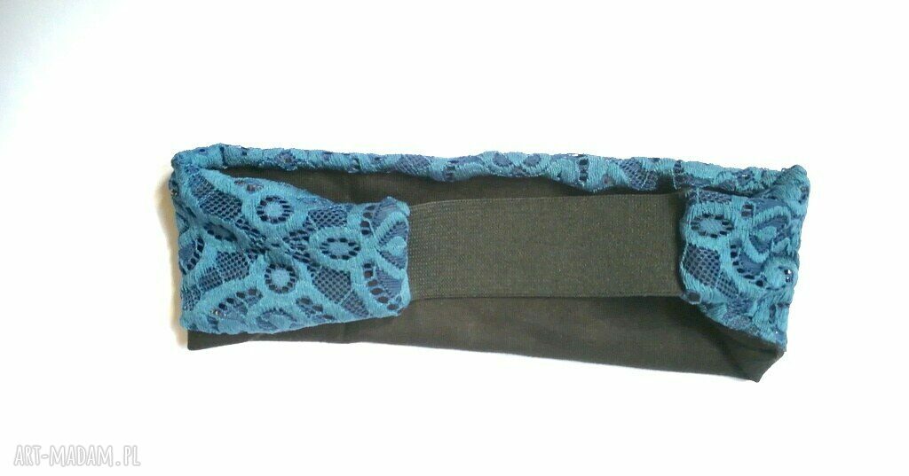 Opaska koronkowa na czarnej podszewce - miękka i lekko rozciągliwa (8 cm)