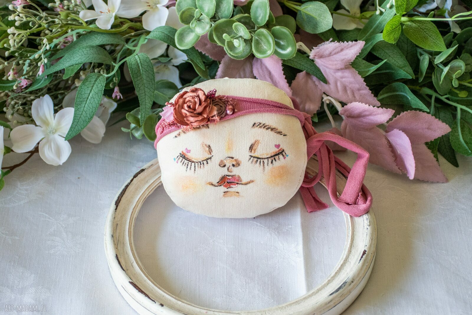 Opaska Kwiatki na sesję noworodkową dla niemowlęcia - handmade