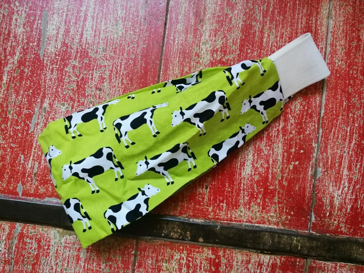 Opaska materiałowa z krowami na gumce - uniwersalna handmade