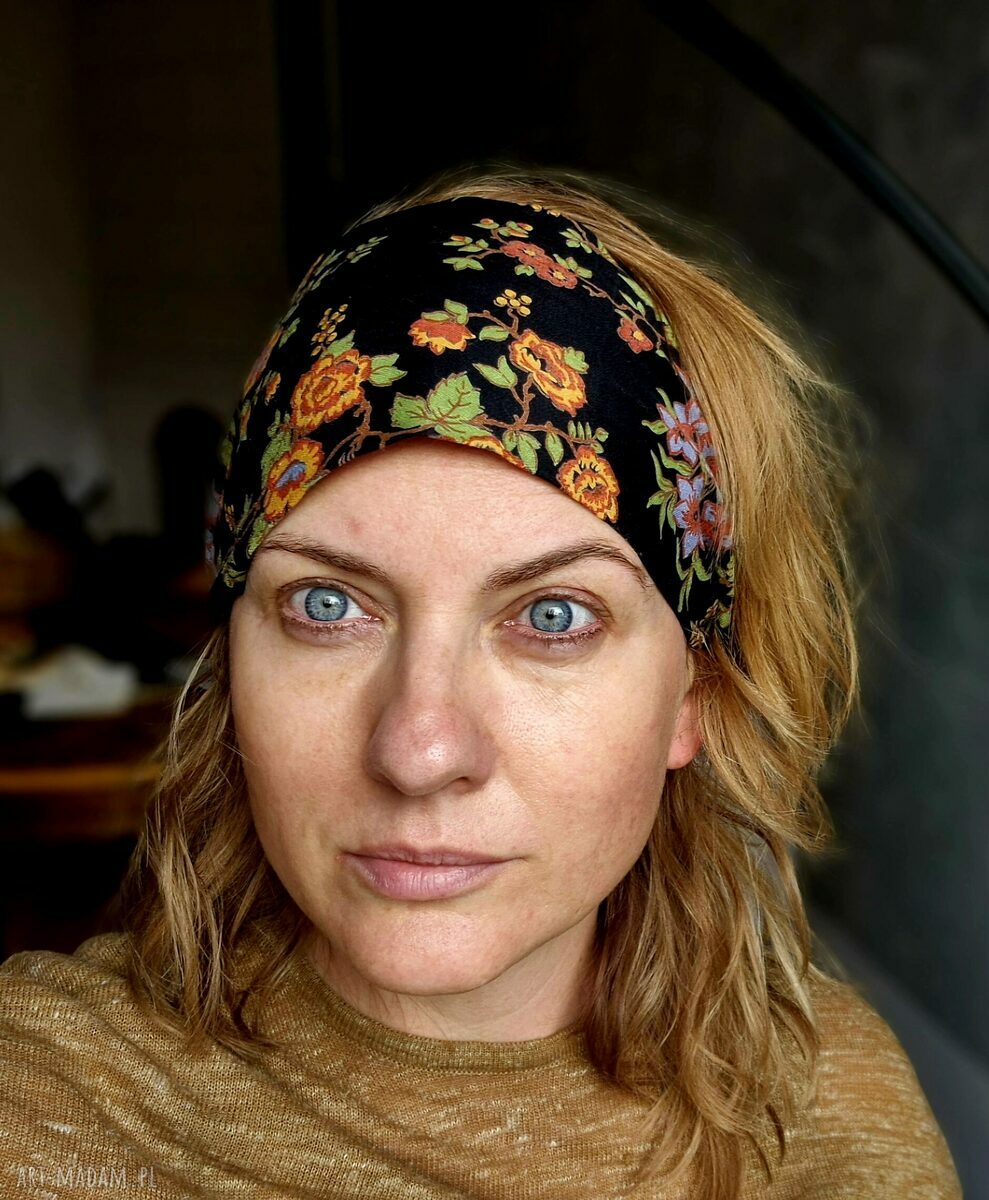 Opaska materiałowa boho - rozmiar uniwersalny, ręcznie wykonana