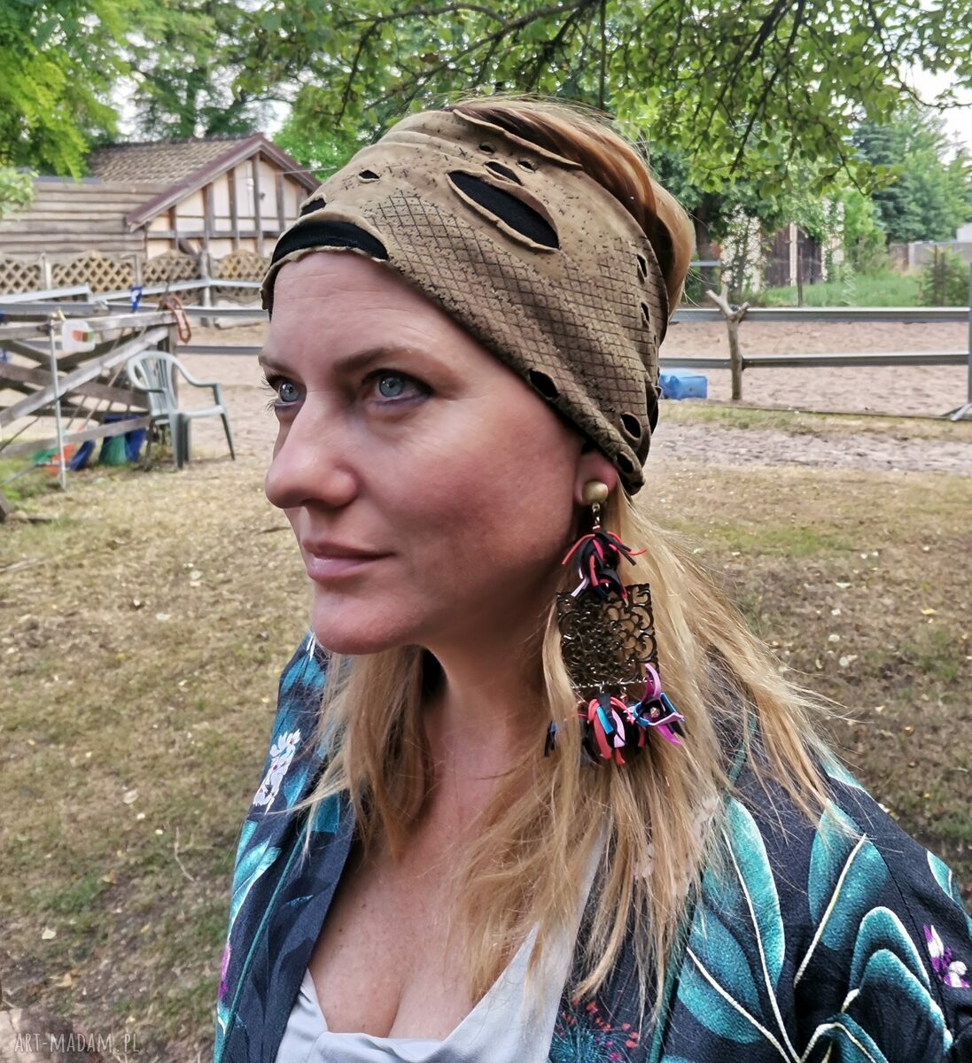 Opaska miodowa uniwersalna z frędzlami - styl etno boho