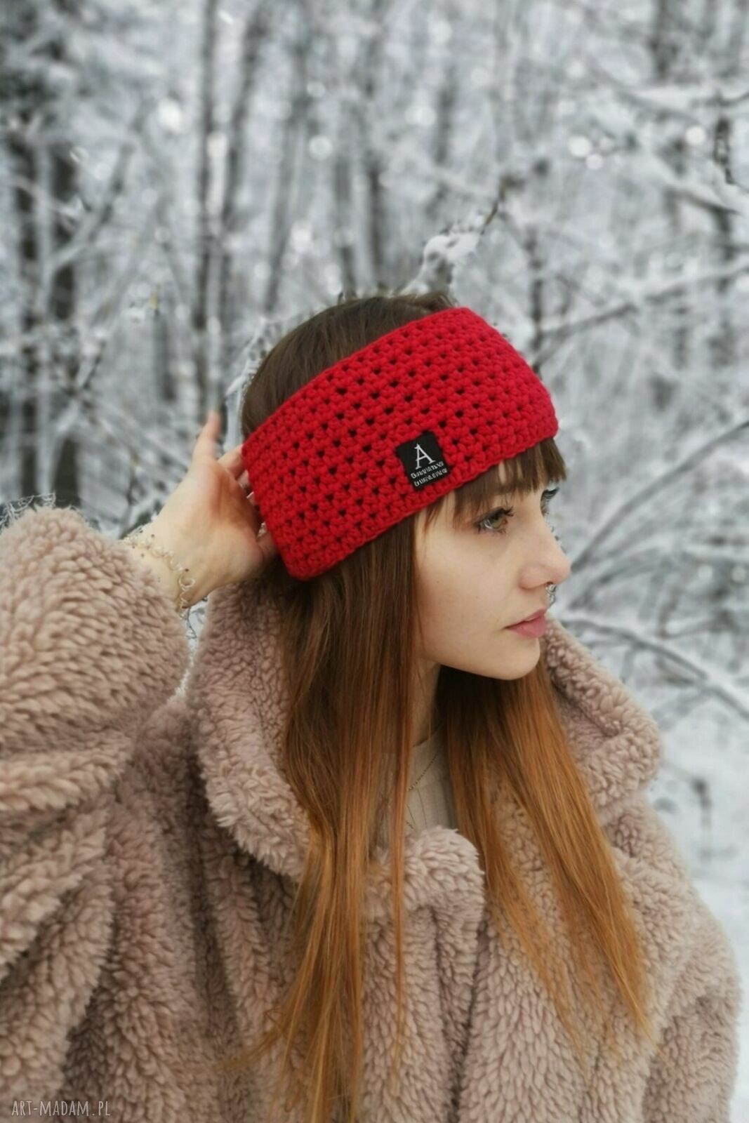 Opaska narciarska handmade headband - ciepła na zimę