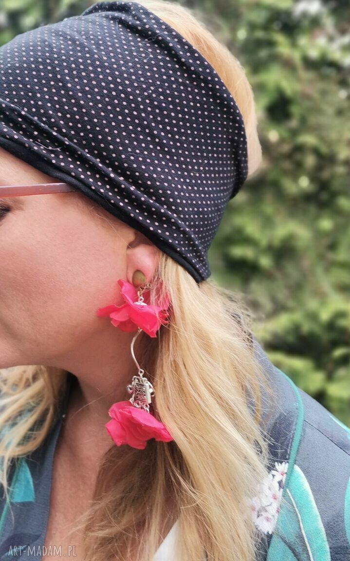 Opaska orientala w grochy - uniwersalna, miękka i handmade Ruda Klara