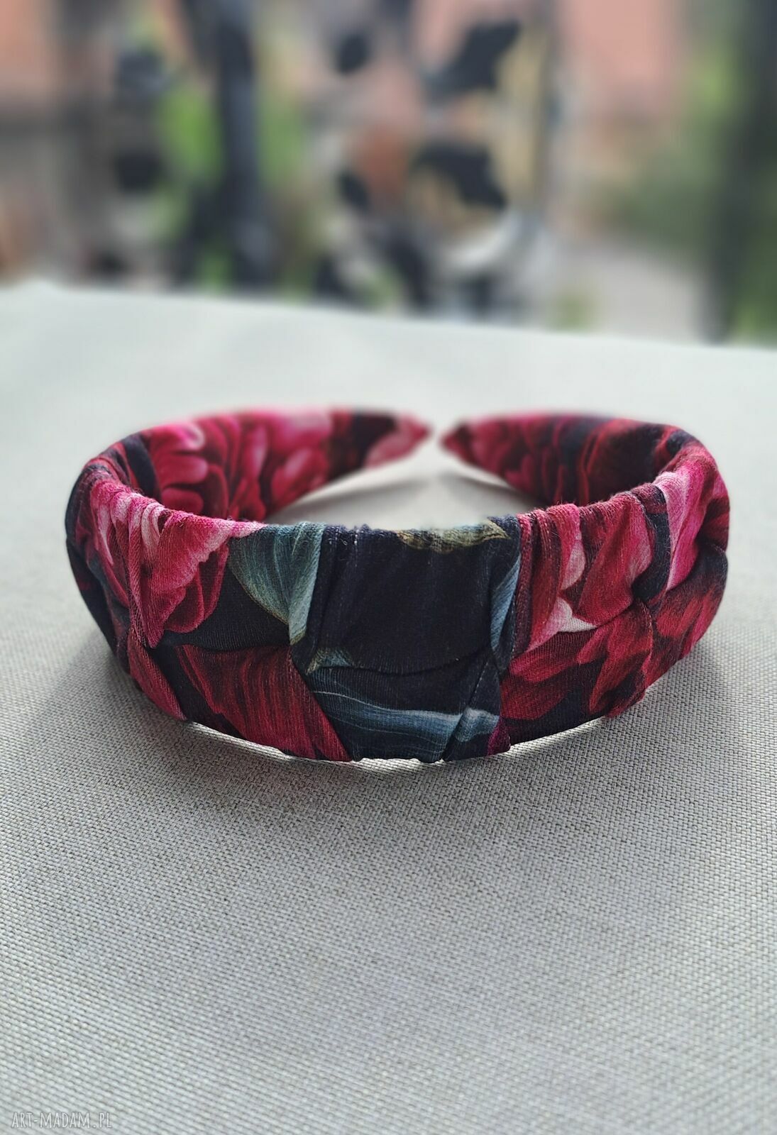 Opaska Piwonie Handmade - kolorowa ozdoba do włosów