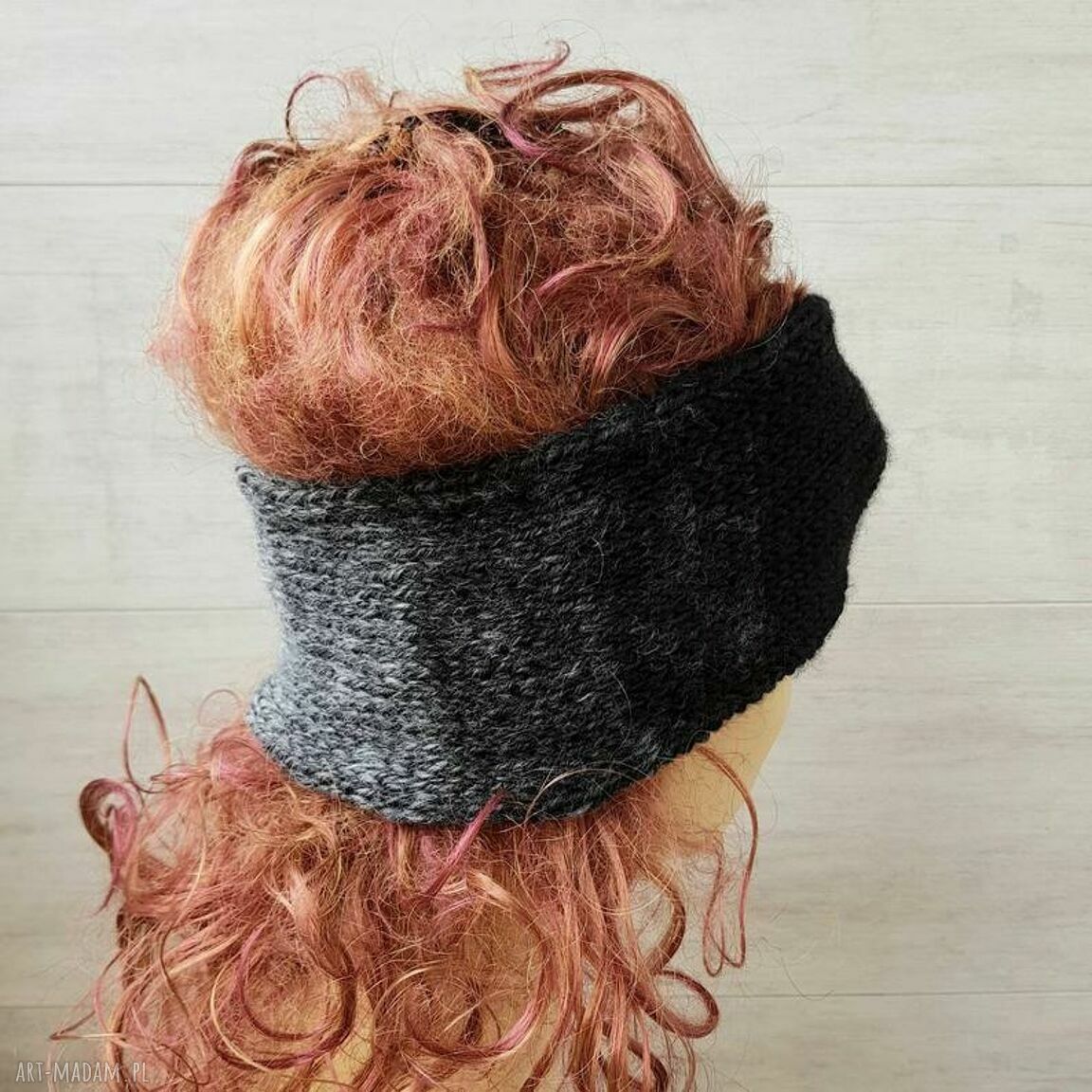 Opaska Retro Turban Ombre - szary melange (50% wełna)