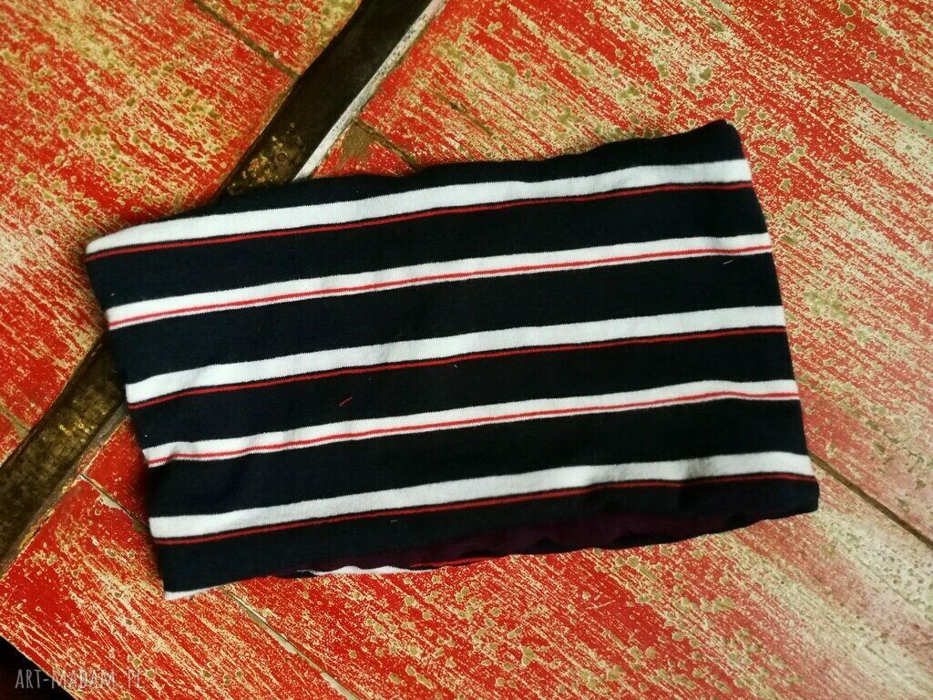 Opaska sportowa na podszewce - folk boho, szerokość do 14 cm, rozmiar uniwersalny