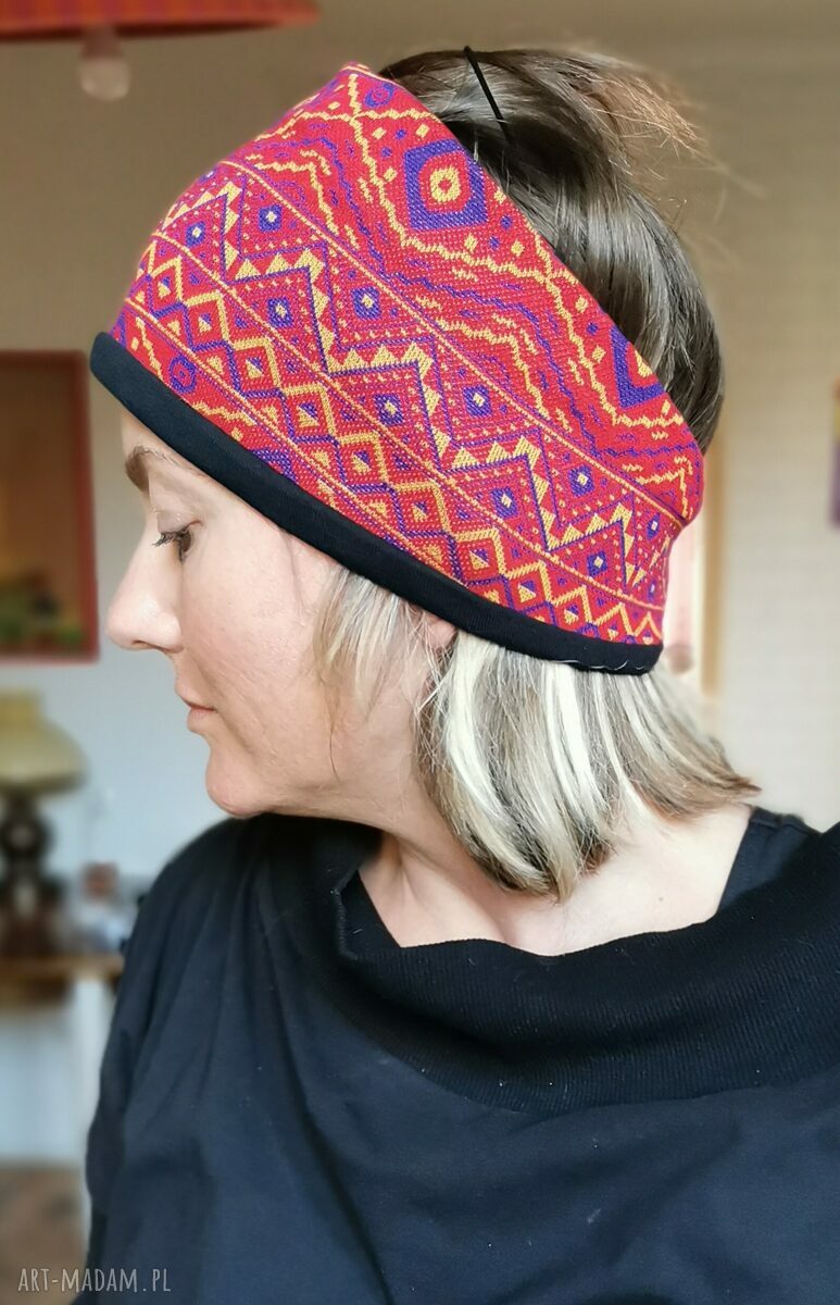 Szeroka opaska boho folk - joga, etno i orient (rękodzieło dla kobiet)