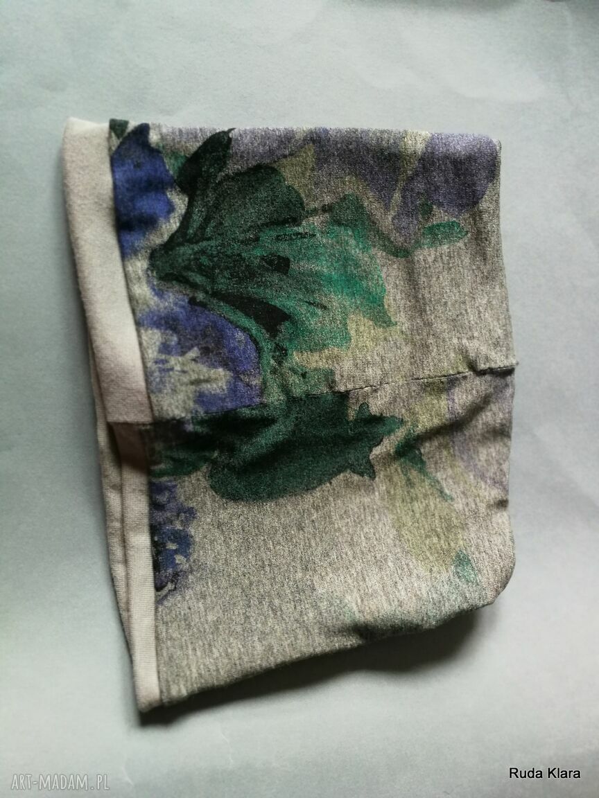 Szeroka opaska w kwiaty - dzianinowa sportowa Ruda Klara (57-58 cm)
