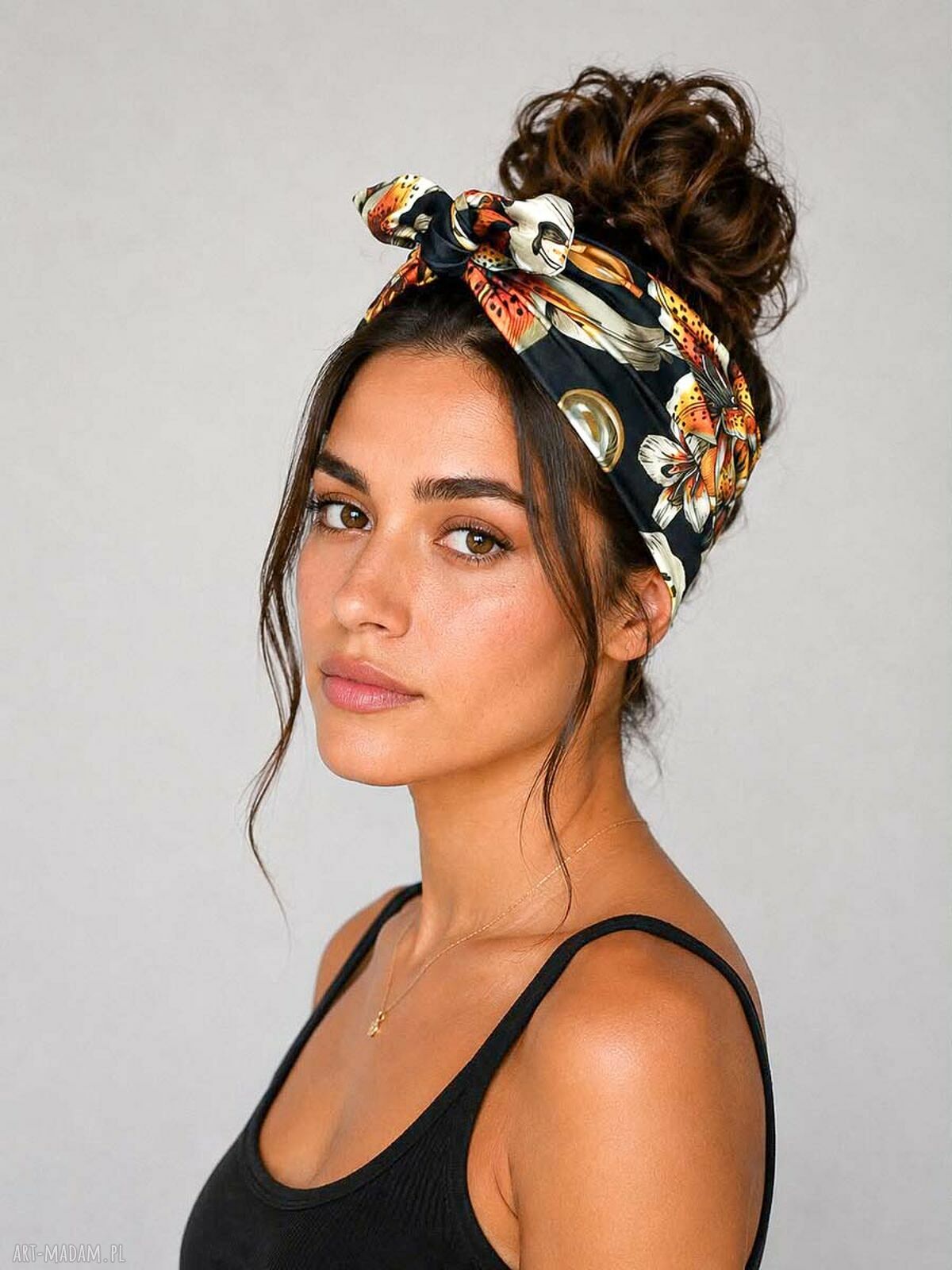 Opaska Tiger Lily z autorskim printem Blue Garden
