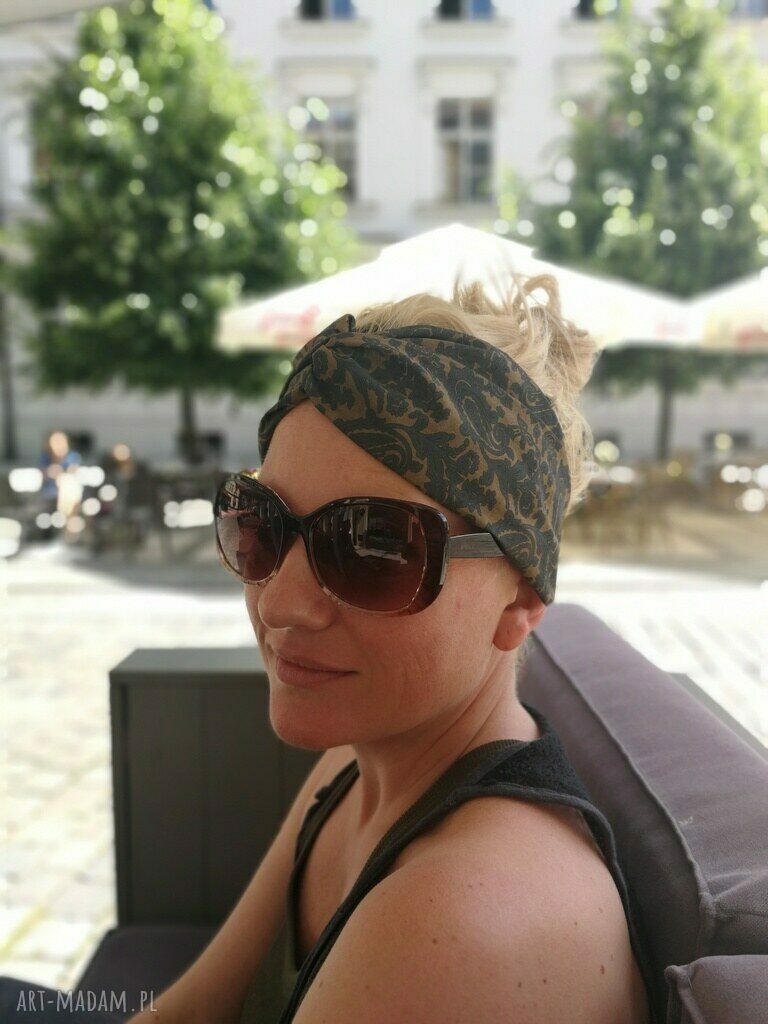 Opaska turbanowa w kolorach ziemi - rękodzieło Ruda Klara