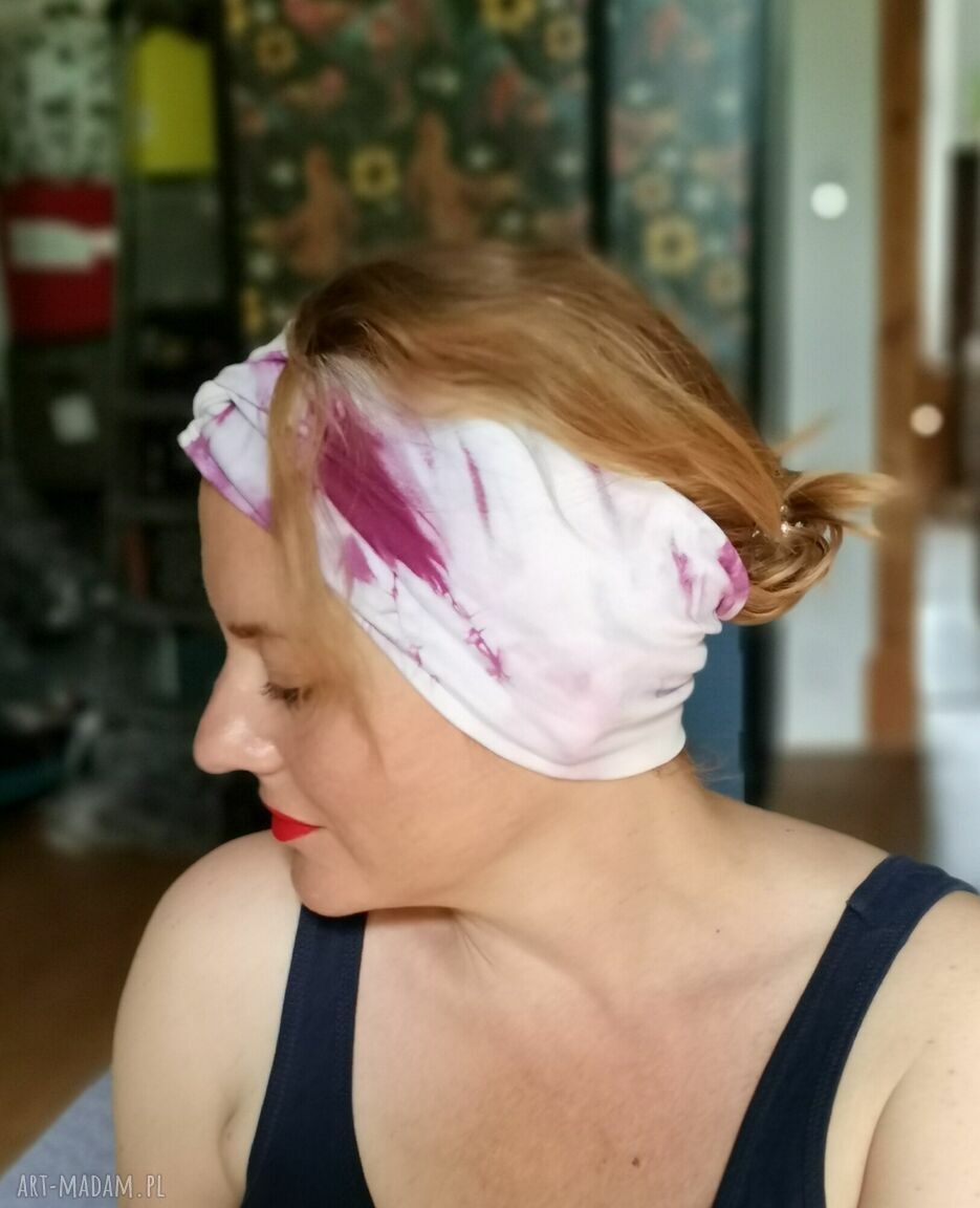 Opaska turbanowa ręcznie farbowana - uniwersalna, handmade