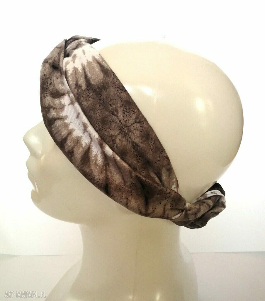 Opaska turbanowa uniwersalna z tyłu na gumce - boho-etno