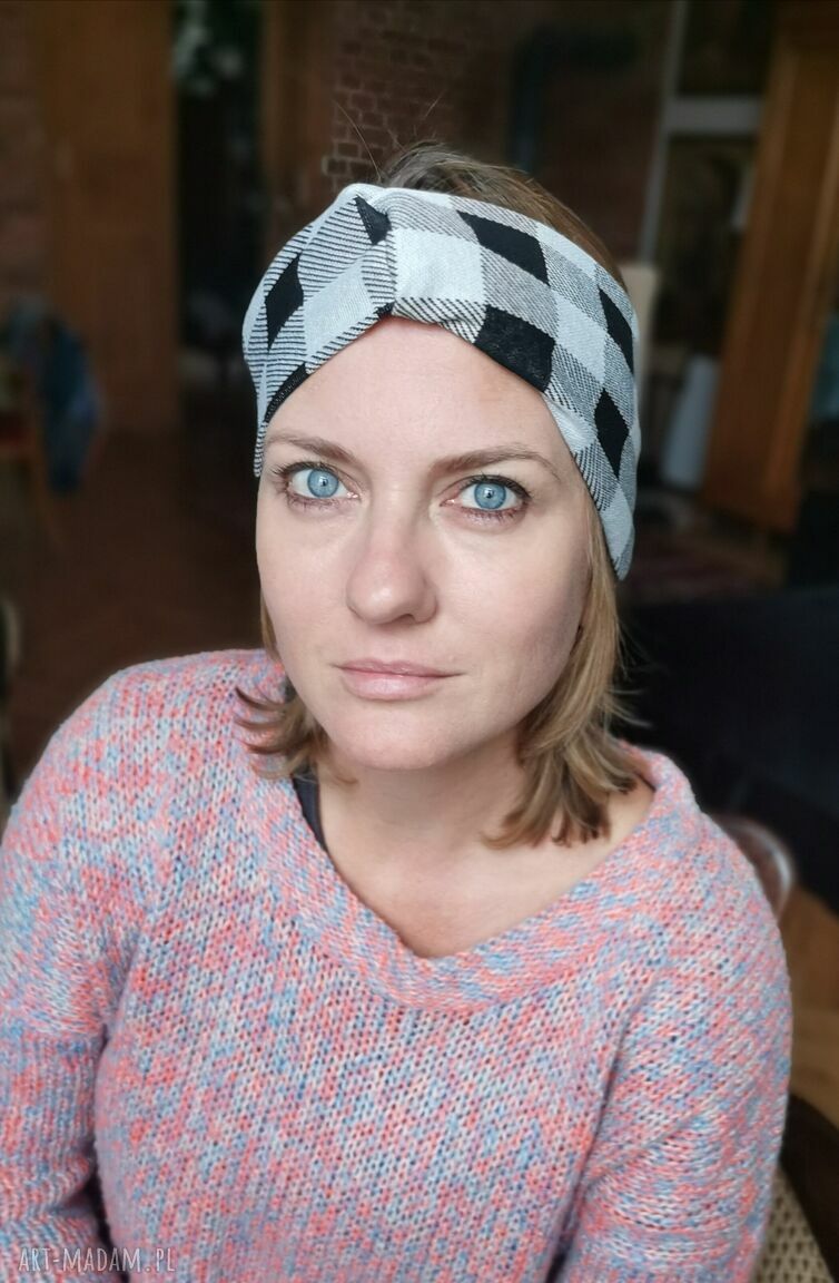 Opaska turbanowa w kratkę - rozmiar uniwersalny