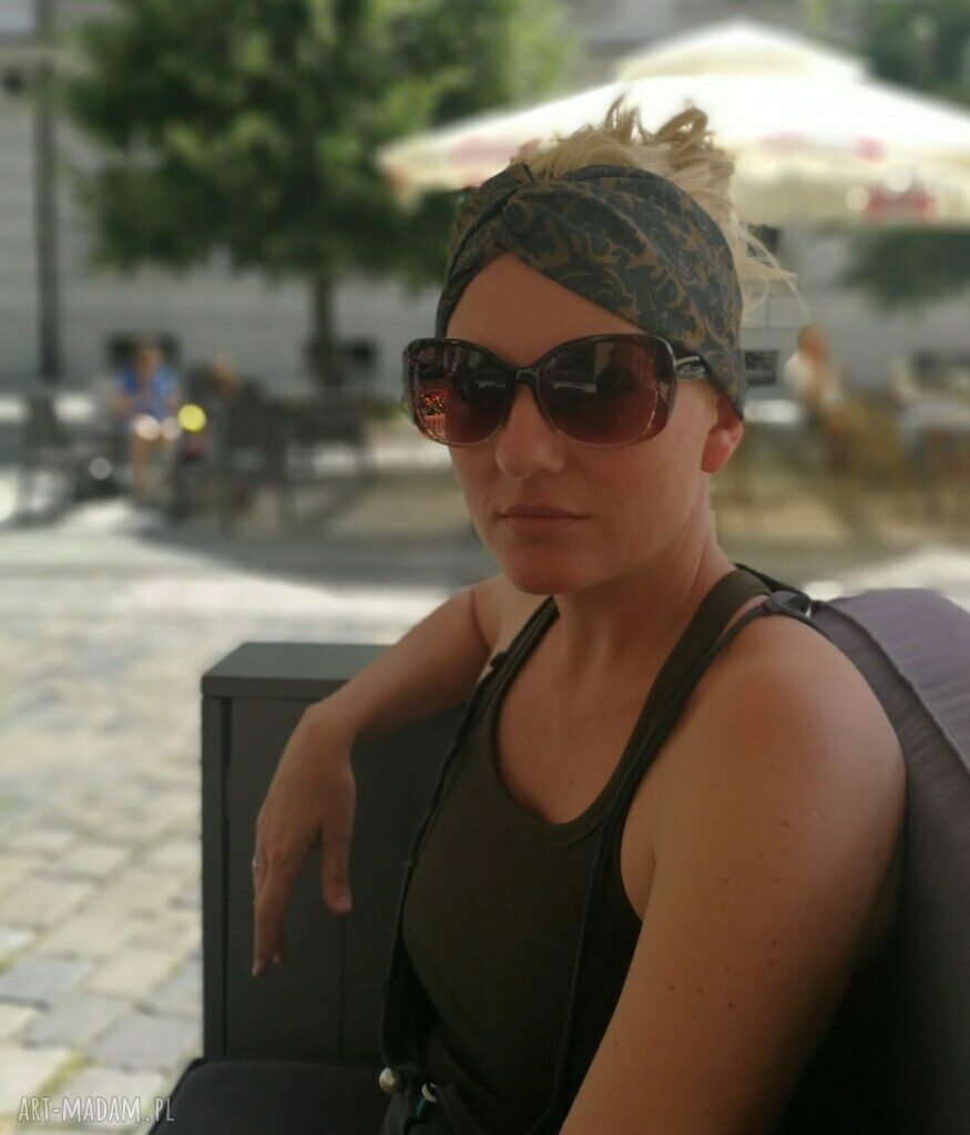 Opaska turbanowa w kolorach ziemi - rękodzieło Ruda Klara