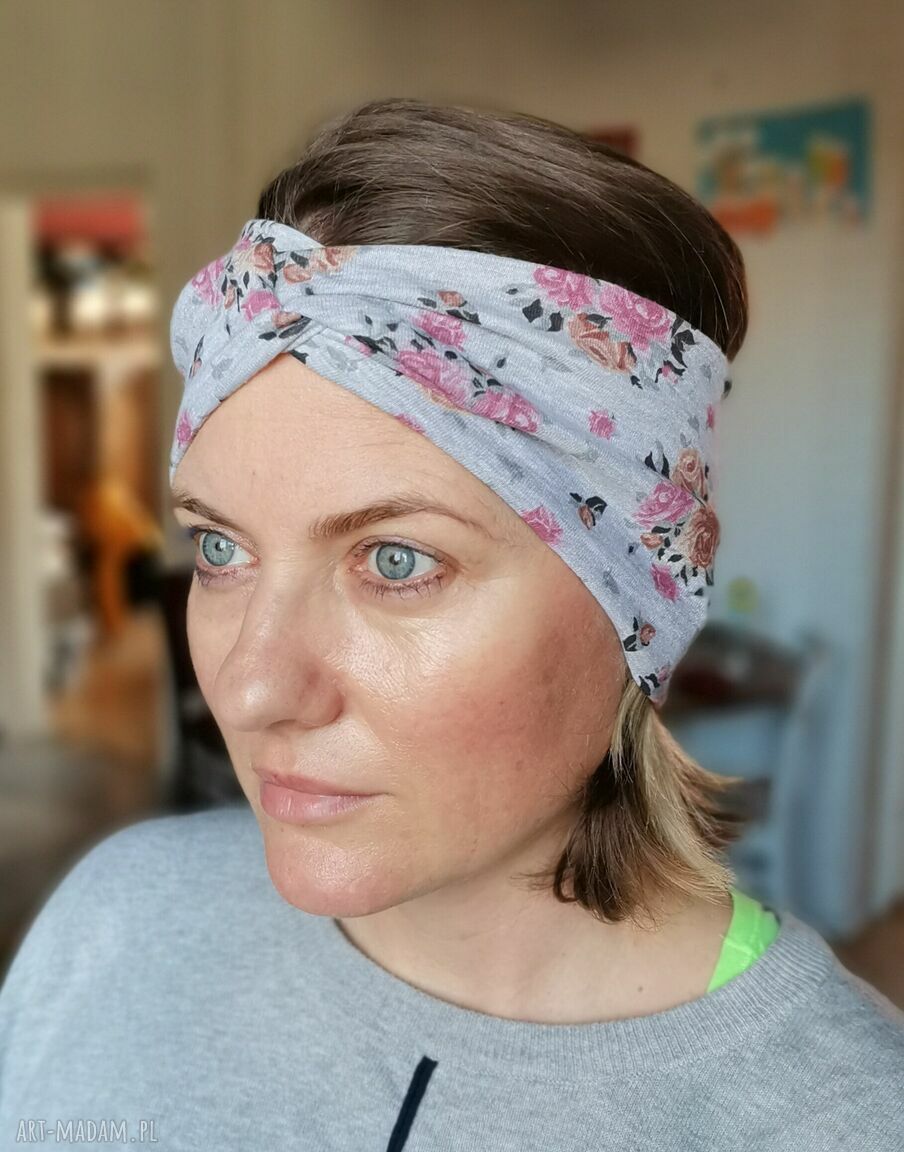 Opaska turbanowa etno boho Ruda Klara - podwójna komin-opaska, rozmiar uniwersalny
