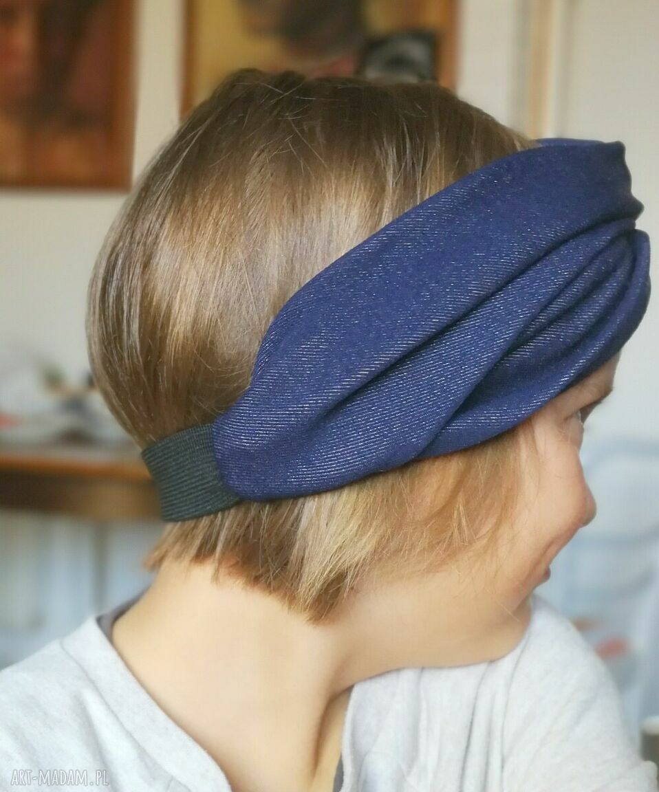 Opaska turbanowa dla dziewczynki 5-6 lat - etno boho folk, lekko rozciągliwa, z tyłu na gumce