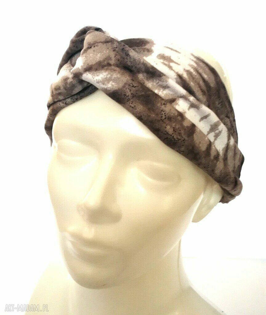 Opaska turbanowa uniwersalna z tyłu na gumce - boho-etno
