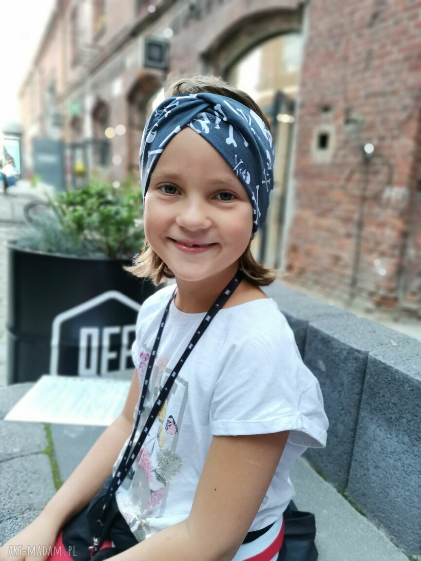 Opaska turbanowa w czaszki - uniwersalna, handmade (box A1)
