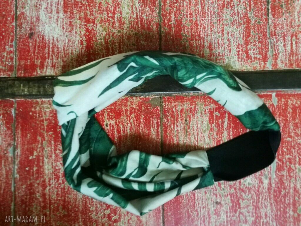 Opaska turbanowa boho i etno wiosenne liście - rozmiar uniwersalny na gumce