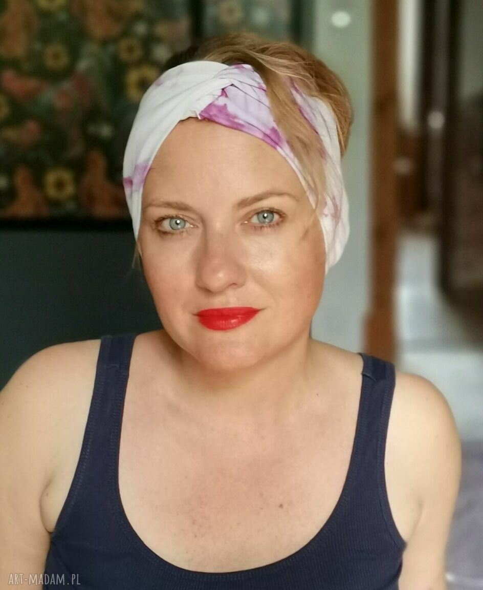 Opaska turbanowa ręcznie farbowana - uniwersalna, handmade