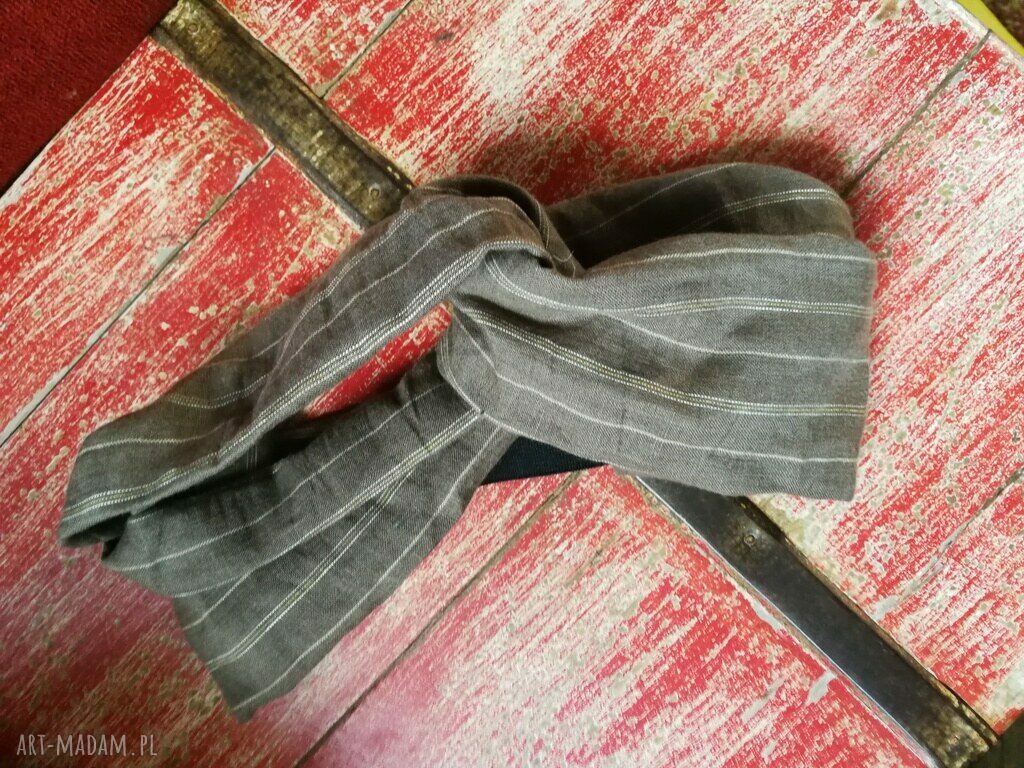 Opaska turbanowa lniana w brązach - rozmiar uniwersalny 59-62 cm