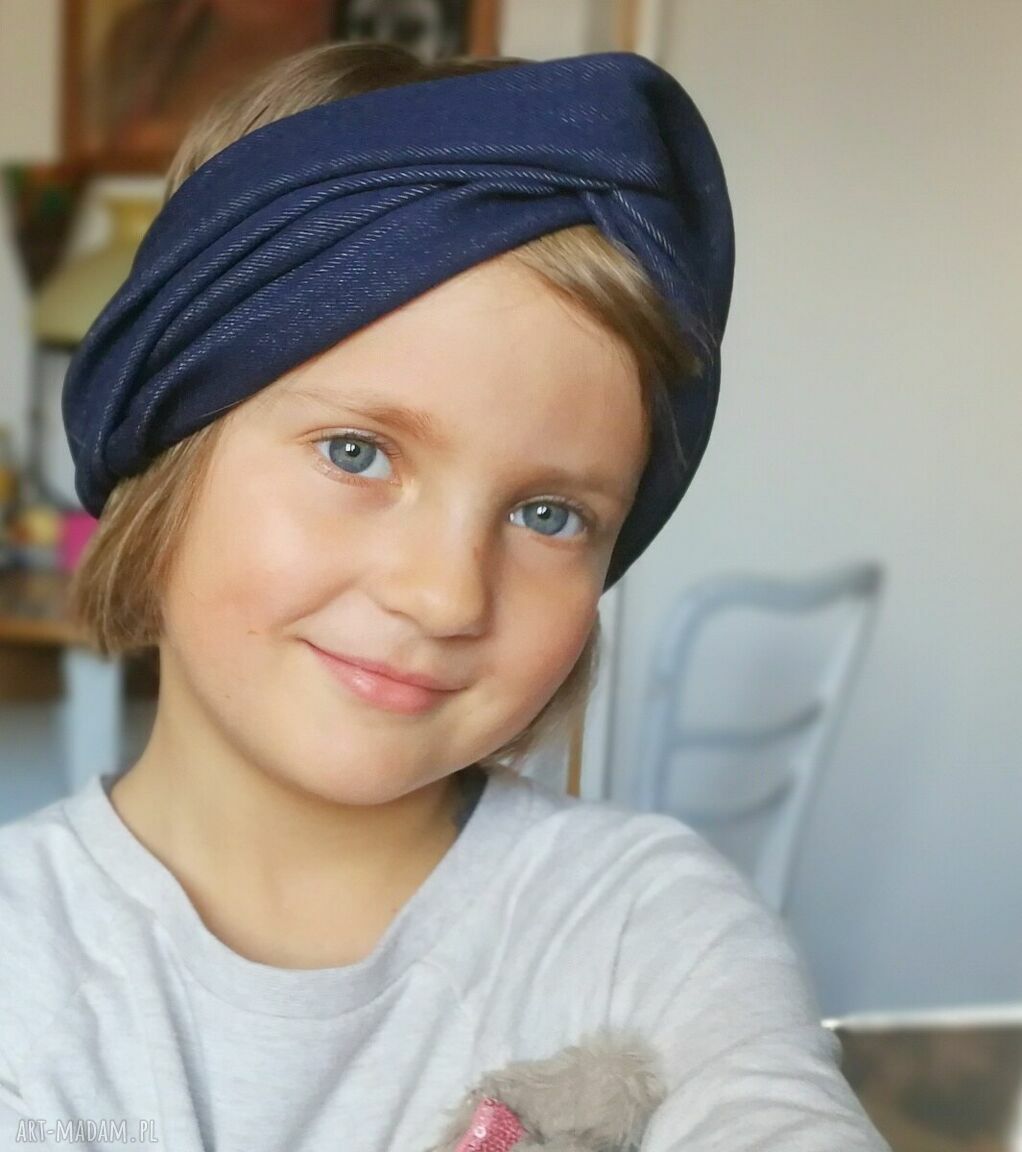 Opaska turbanowa dla dziewczynki 5-6 lat - etno boho folk, lekko rozciągliwa, z tyłu na gumce