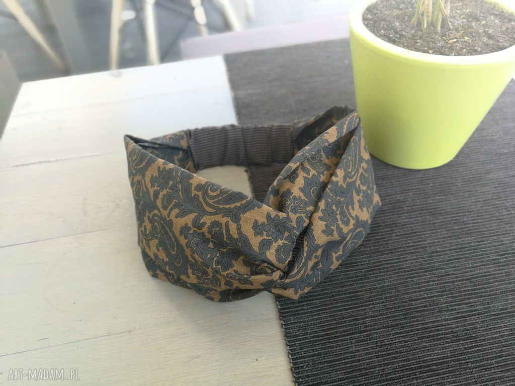 Opaska turbanowa w kolorach ziemi - rękodzieło Ruda Klara