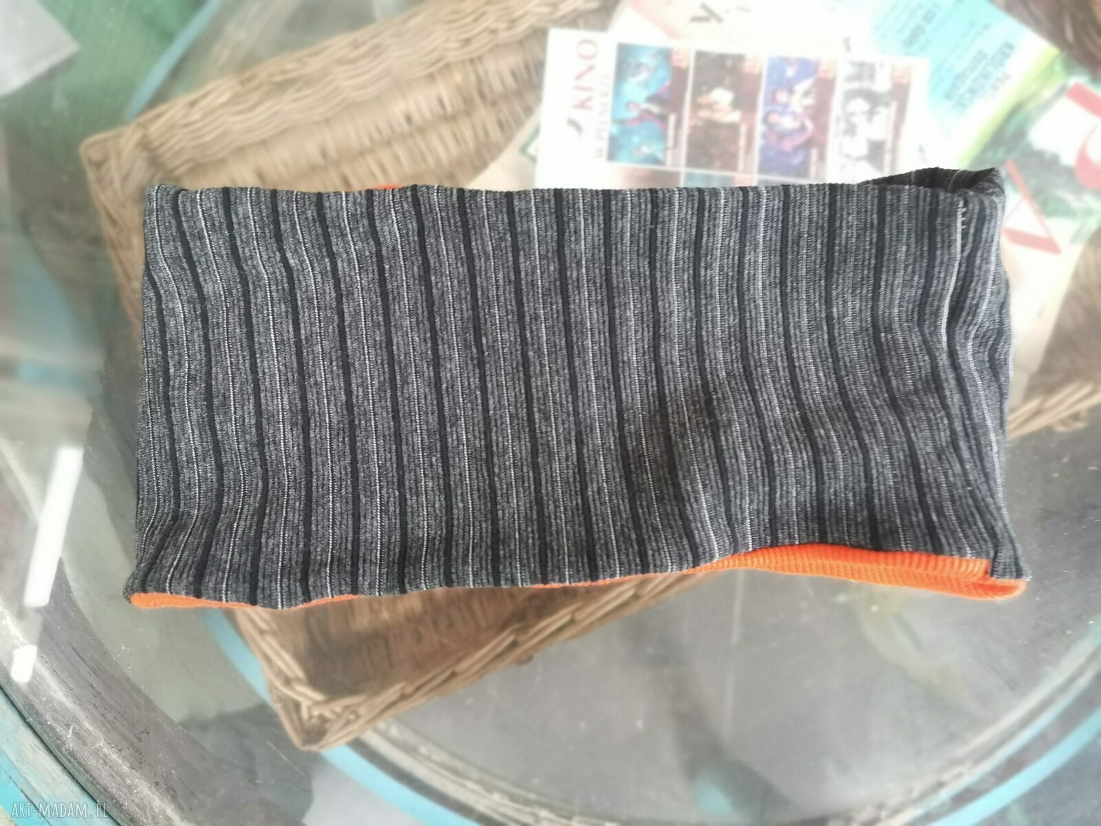 Boho opaska unisex z dzianiny Ruda Klara - dobra na rower