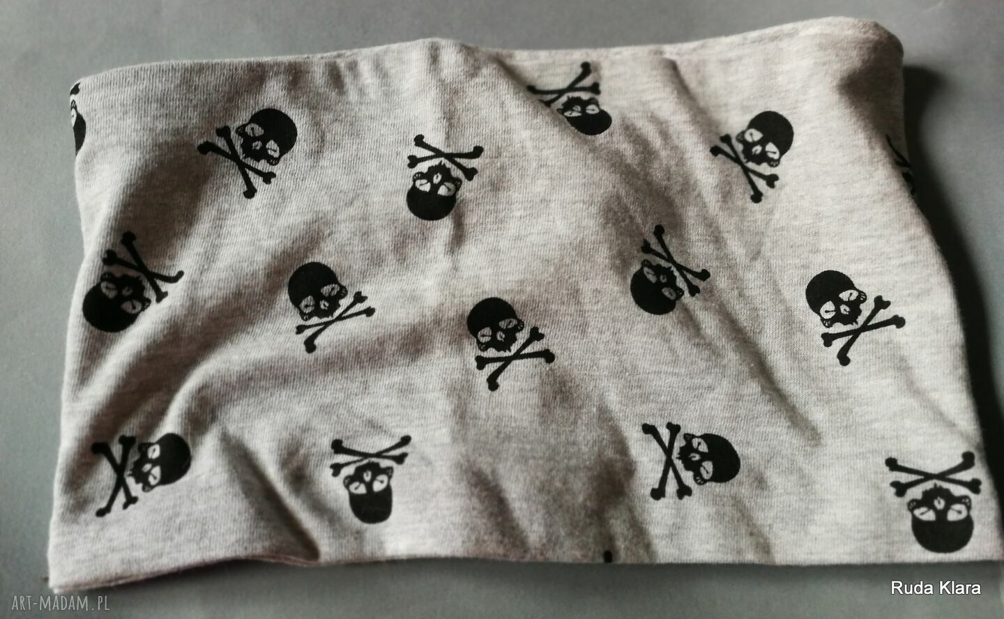 Uniwersalna opaska z czaszkami - boho i etno, 17 cm, na podszewce