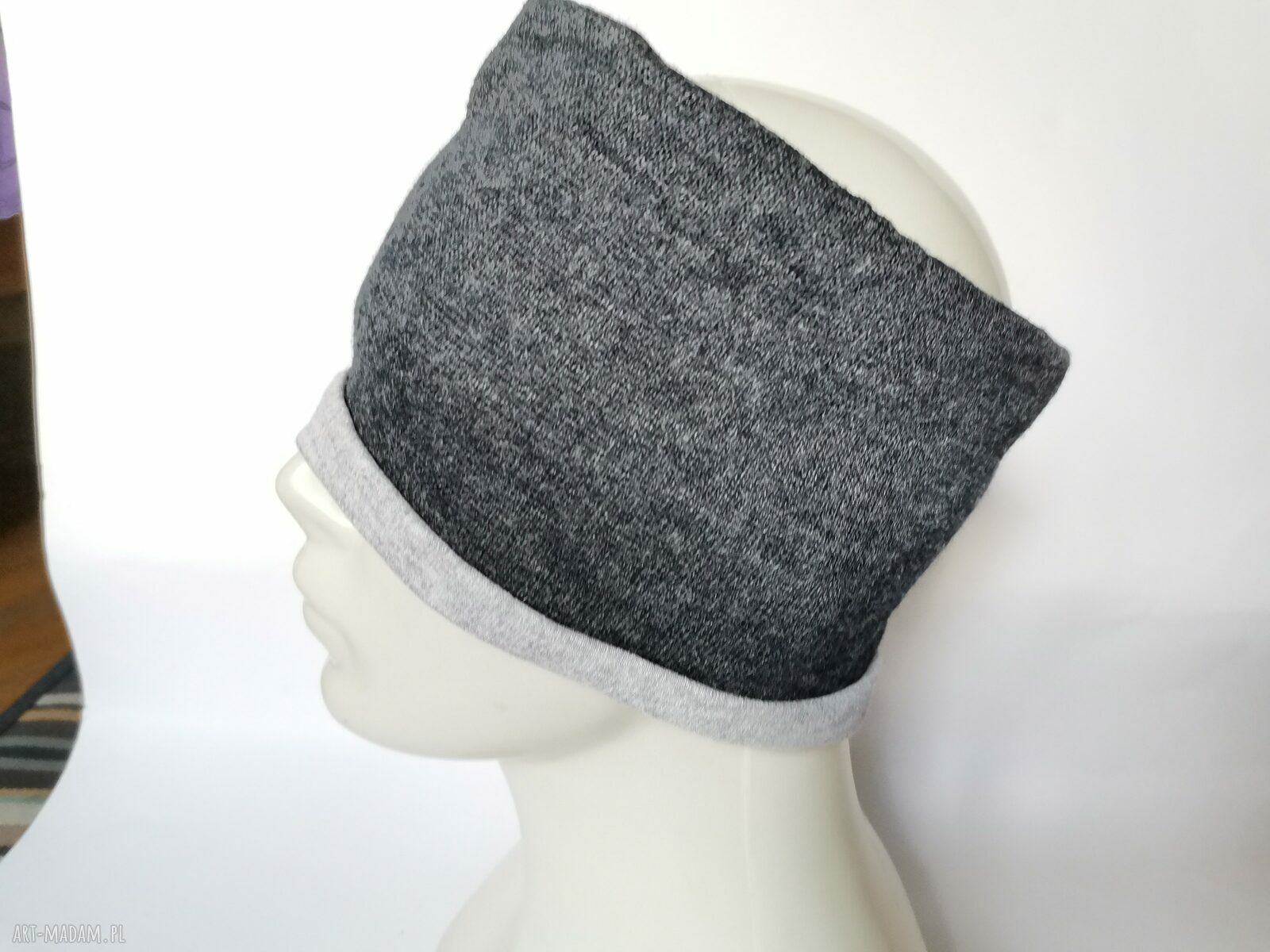 Ciepła, szeroka opaska unisex 14 cm - boho i folk z miękkiej dzianiny