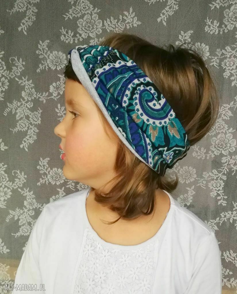 Opaska uniwersalna dla dziewczynki w kwiatowym stylu boho - wiązana na podszewce