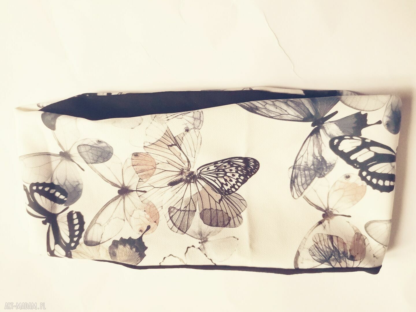 Opaska w motyle boho - rozmiar uniwersalny, 13 cm szerokości (na podszewce)