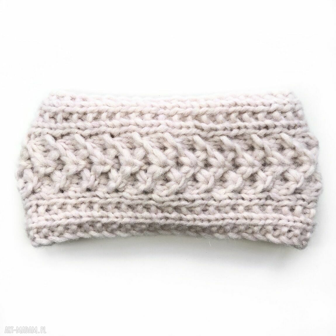 Opaska wełniana handmade w kolorze natura (ecru) - styl wiktoriański