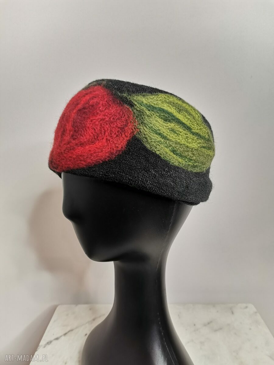 Opaska z filcowanej wełny merynosów - boho frędzle