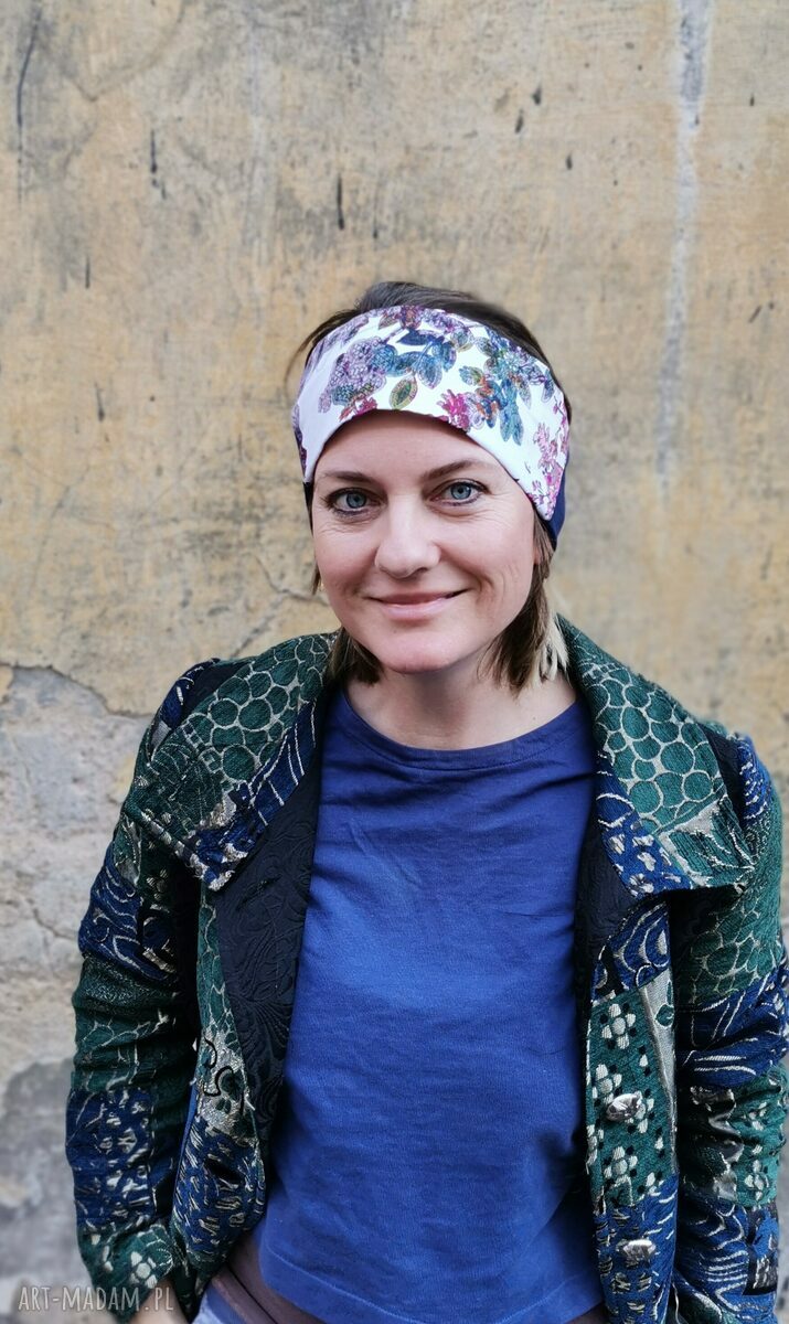 Kolorowa opaska wiosenna folk etno boho - uniwersalna box m1, ręcznie robiona
