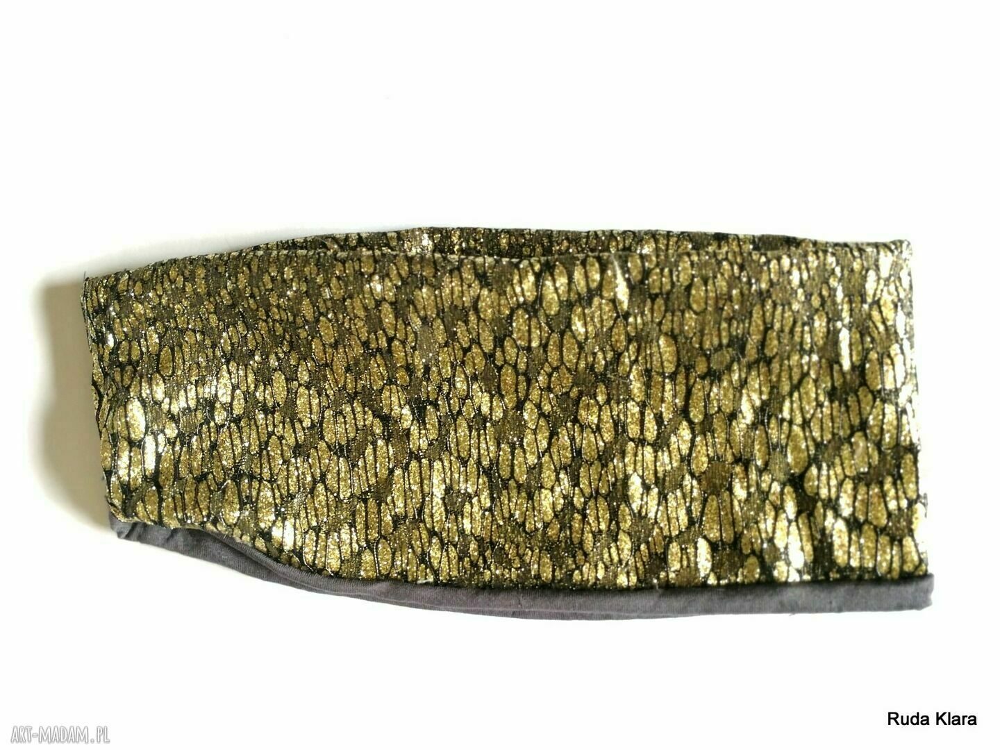 Opaska złota brokatowa - elegancka i pojechana, na podszewce (60-61 cm)