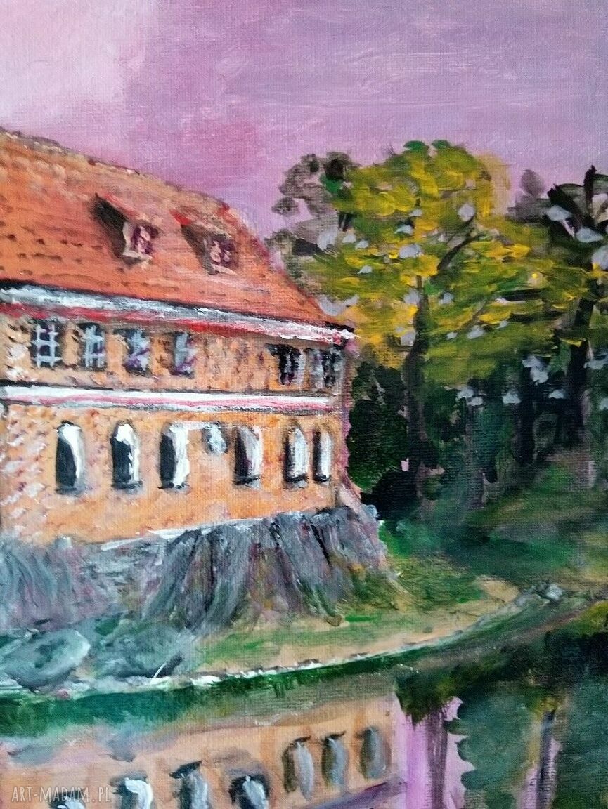 Zamek Oporów - ręcznie malowany obraz na płótnie 30x40 cm