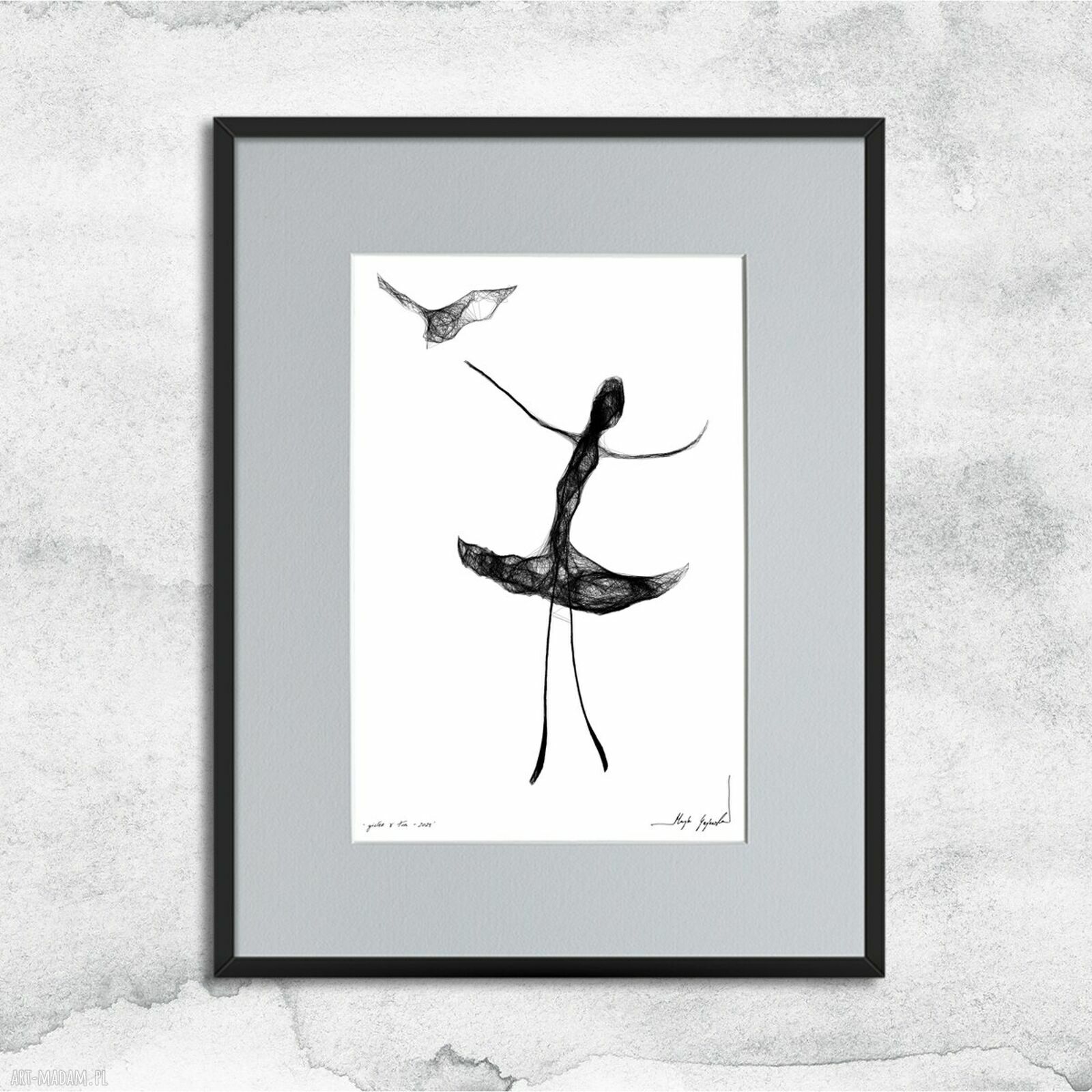 Grafika z ramą nr 26 - minimalistyczne ptaki na ścianę