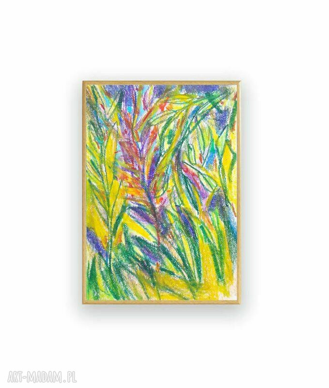Oprawiony rysunek z dżunglą - grafika w ramce 22,5 x 31 cm